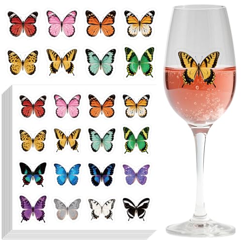 Autocollant statique papillon pour verre évitant de mélanger les boissons de fête