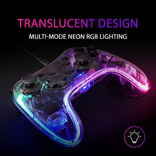 MGPC, Wireless Gamepad 2.4GPRO, Neon RGB, Dual Haptic Vibration, Analog Joysticks, Controller for PC, PS3, Mac, Switch, Switch 2, Raspberry Pi, Android, Trasparente - Controller - Immagine 2