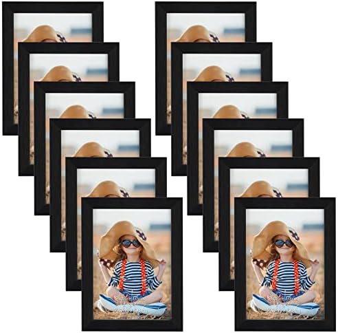 EXYGLO Black 7x5 Photo Frames Set of 12, Multiple Picture Frame 5x7 with Real Glass, 5x7 Photo Frame for Wall & Tabletop Display