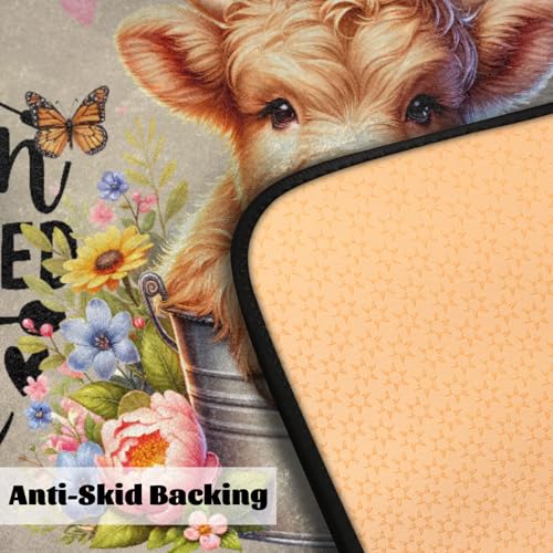 Alfombra de cocina con diseño de vaca y tejido absorbente para interior 5