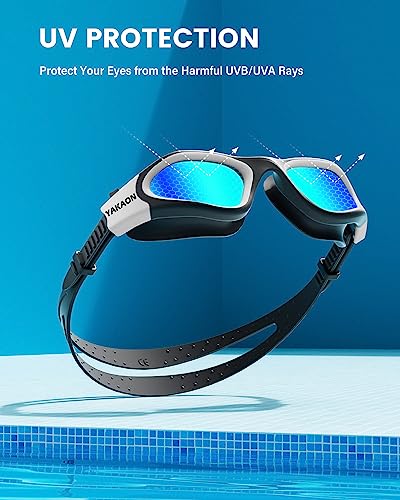YAKAON G1 Polarized Swimming Goggles, Wide View Swim Goggles Anti-Fog for Men Women Adult, A1-Polarized-WhiteGold - Image 2