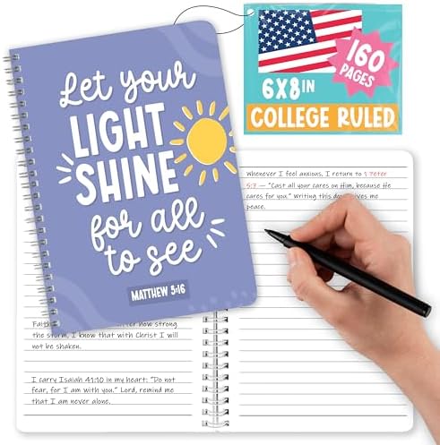 Hadley Designs Christian Journals For Women - Daily Christian Journal For Men, Bible Journal Notebook, Scripture Notebook For Church Notes, Religious Journals, Purple Inspirational Notebooks