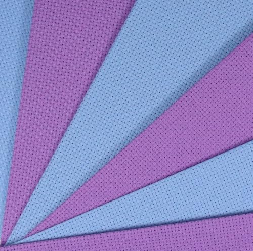 Image of KCS 6 pc of 12 inch x 18 inch(30cmx45cm) 14CT Counted Cotton Aida Cloth Cross Stitch Fabric (Lavender+Light Blue)