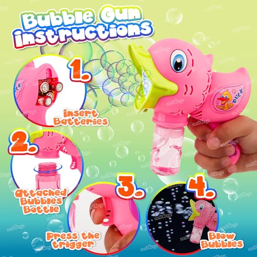 Image of Zest 4 Toyz Bubble Gun for Kids | Duck Bubble Blowing Toy with Bubble Solution | Bubble Shooter Duck Design Easy-to-Use for Boys and Girls - Pink