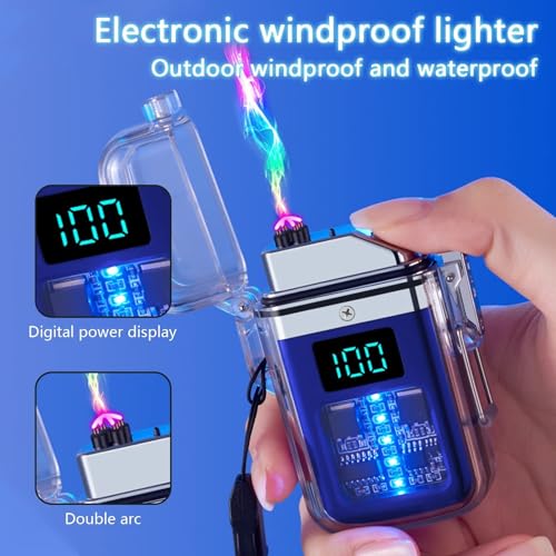 Encendedor recargable USB doble arco eléctrico azul miniatura 2