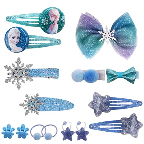 Frozen Mädchen Haarschmuck,15 Stück Frozen Thema Haarschmuck,Cartoon Haarspange,Kinder Haarschmuck,Karikatur Hair Clips,für Kindertagsgeschenk Kinder Exquisite Cartoon Schleife für Geburtstag Geschenk