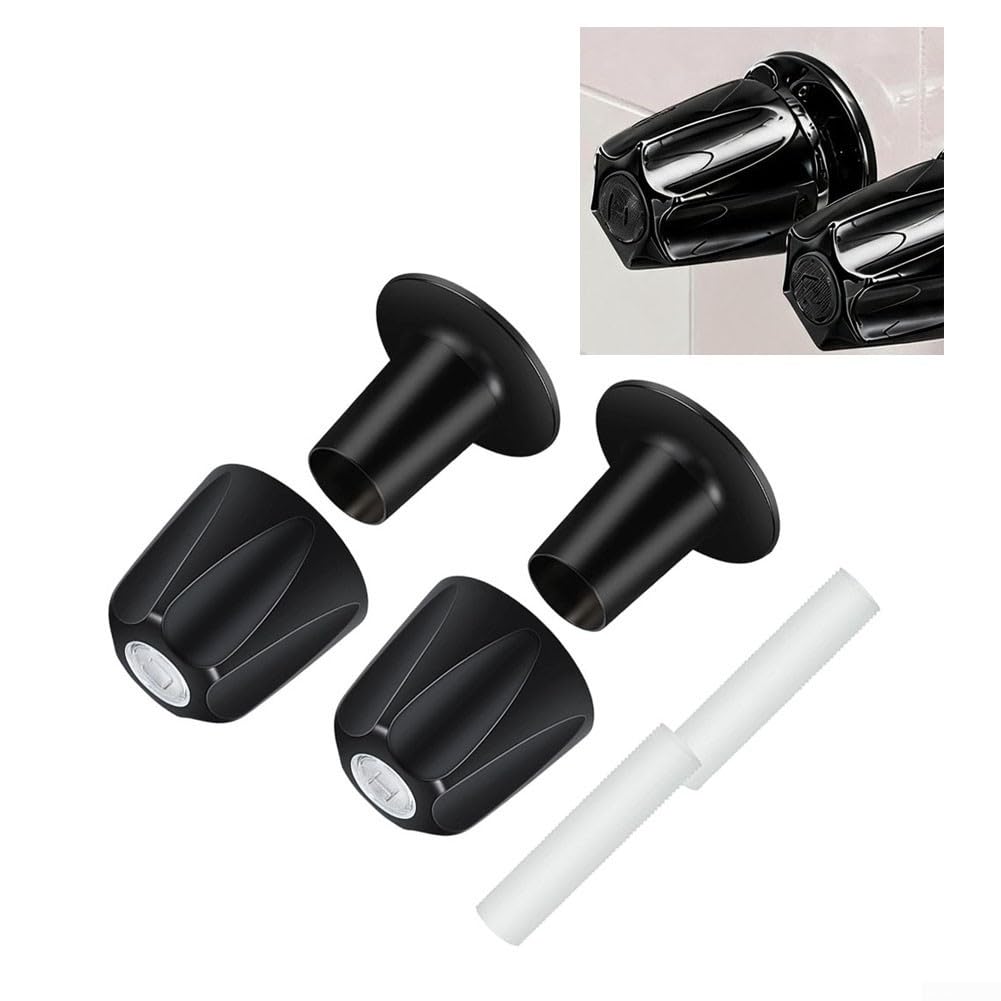 Mango para grifo Baño Negro Mate Repuesto Aleación Zinc 12 Dientes 9.5mm Válvula Bola Kit 2 Piezas