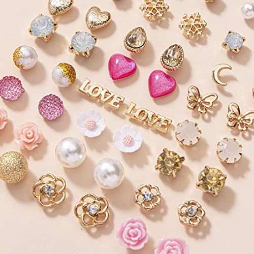 Image of Shining Diva Fashion 30 Pairs Combo Set Stylish Crystal Pearl Earrings for Women and Girls