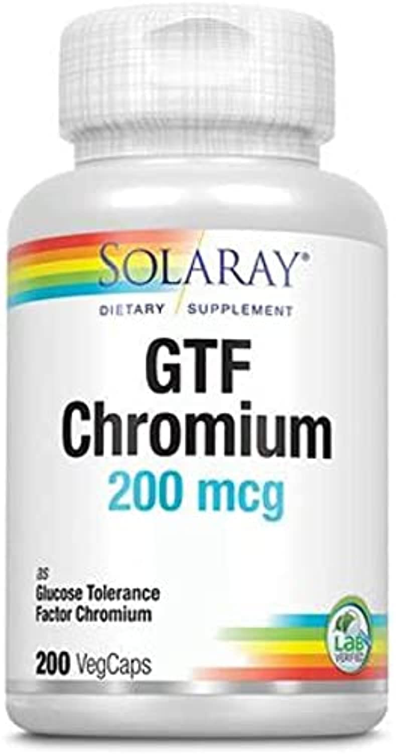 Solaray GTF Chromium 200 mcg, 100 Vegetable Capsules
