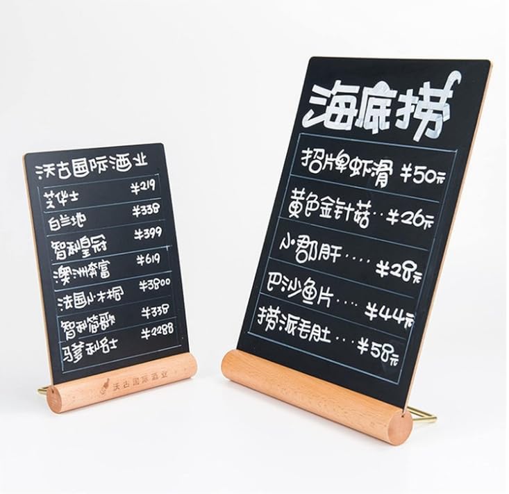 Amazon | 木製 デスクトップサインホルダー,L型メニューボード 卓上