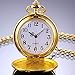 Golden Classic Smooth Full Hunter Pocket Watch with Chain
