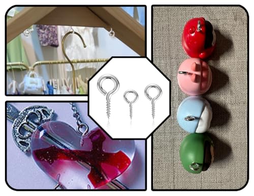 KAPSING 300 Stück Kleine Ösenschraube Schrauboesen ösenschrauben, Kleine Augen Schrauben Nagel, Mini Schraubhaken für DIY Schmuckherstellung Perlenvorhänge Handwerkliche(4/5/6mm)