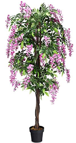 Happygrill 6-Feet Artificial Wisteria Tree Fake Greenery Plants with Nursery Pot for Home Office