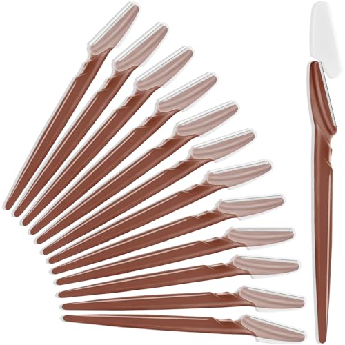 12 maquinillas de afeitar para cejas, maquinillas de afeitar faciales multiusos, herramientas exfoliantes de dermaplaning, recortadoras de cejas con cubierta de seguridad, depilación facial para