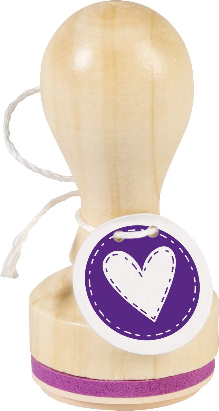 Knorr Prandell Stamp Wooden Round Motif Size Approx. 3.2 cm Theme: Heart Stitches