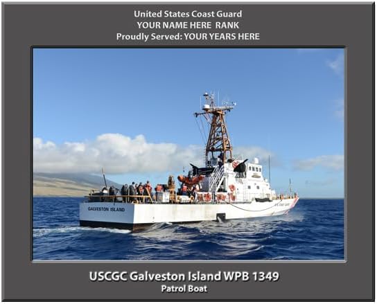 USCGC Galveston Island WPB 1349 Personalized Canvas Print, Coast Guard Photo, 11x14 Inch, Personalized Name and Rank, Made in USA