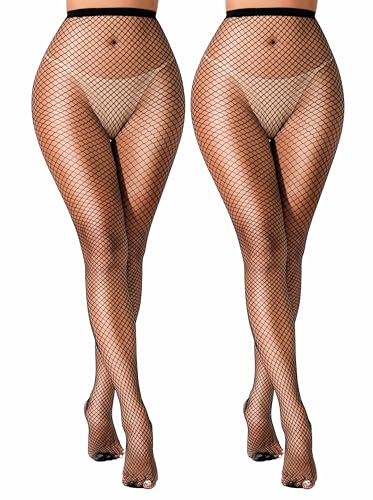 Image of VOAKOW Fishnet Stockings Womens High Waist Fishnet Tights Mesh Stockings For Women