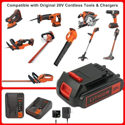 Image of 4.0Ah 20V Lithium Battery for Black and Decker Power Tools - 2 Pack | 20V Max Replacement Battery for LBXR20 LBX20 LBX4020, Extended Runtime for Cordless Tools (Non-OEM)