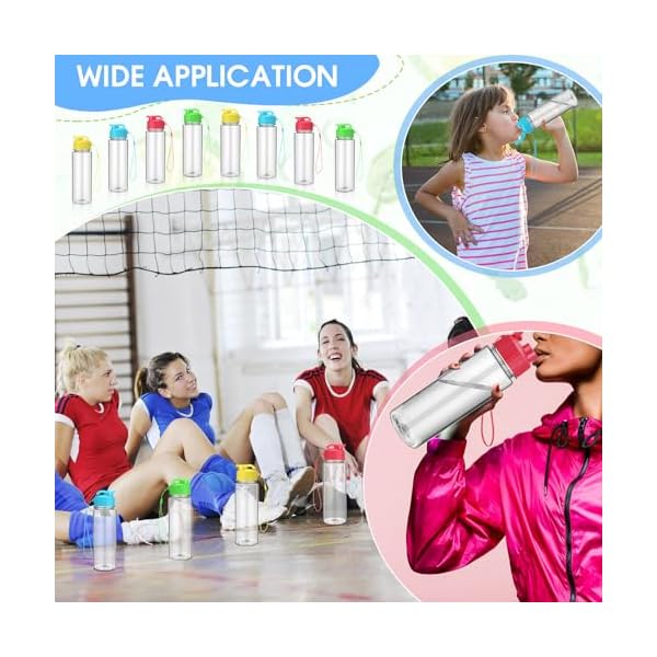 Mifoci 60 Pieces Water Bottle Bulk Plastic Water Bottles Bulk 17 oz Sport Drink Bottles with Handle Strap Leakproof Reusable Leak Proof Travel Bottles for School Fitness Gym - Image 6