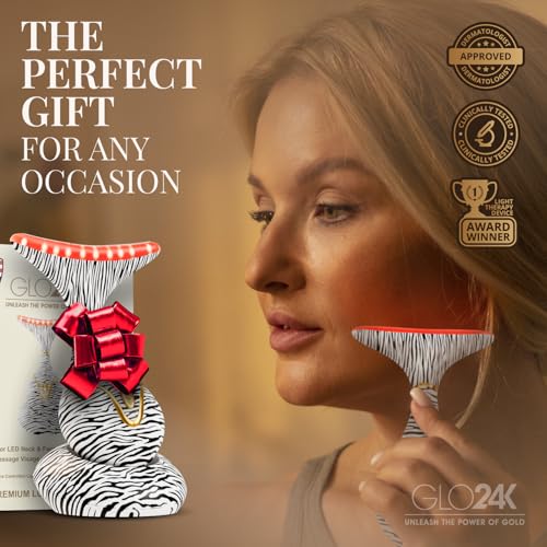 Image of GLO24K LED Facial Massager for Face & Neck - Beauty Wand with LED Light, Vibration & Gentle Warmth - Cosmetic Skincare Tool for Daily Self-Care