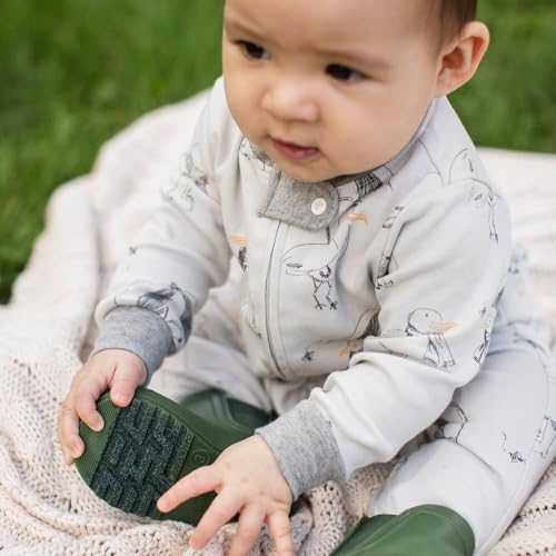 Image of Burt's Bees Baby unisex-baby Sleep & Play, Organic One-piece Romper-jumpsuit Pj, Zip Front Footed Pajama
