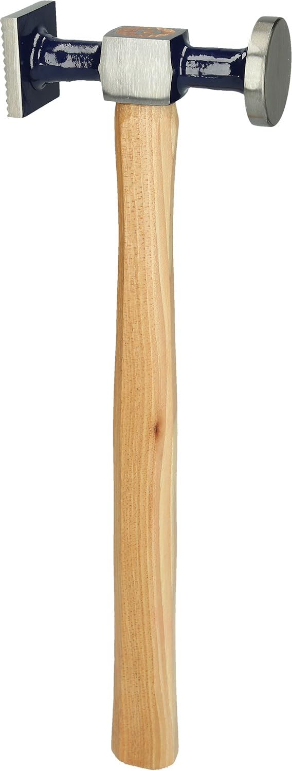 KS TOOLS 140.2132 Marteau à Retreindre, Panne Plate Quadrillée Brute,En Acier Poli, Manche Hickor