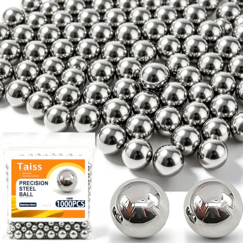Image of Taiss 1000PCS 3mm 304 Stainless Steel Precision Balls,Precision Steel Ball Assortment Kit,Metal Balls