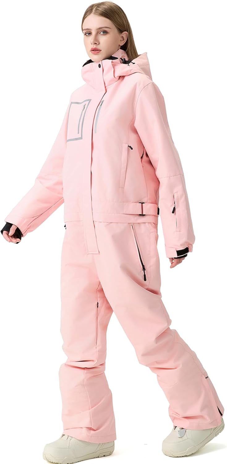 YEEFINE Women's Ski Suit One Piece Baggy Snowsuit Insulated Snowboard Suits Loose Snow Jacket Jumpsuits Waterproof - Image 2