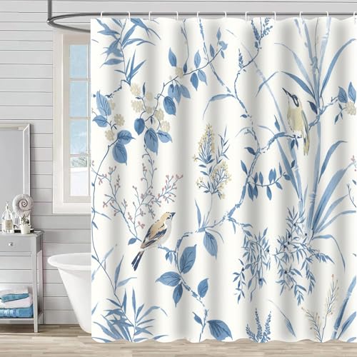 FAIRYGATE Shower Curtains for Garden Shower Curtain for Bathroom Waterproof Anti Mould Bath Curtain with 12 Hooks Washable Polyester Shower Curtains for Wet Room Tubs Spa B8107