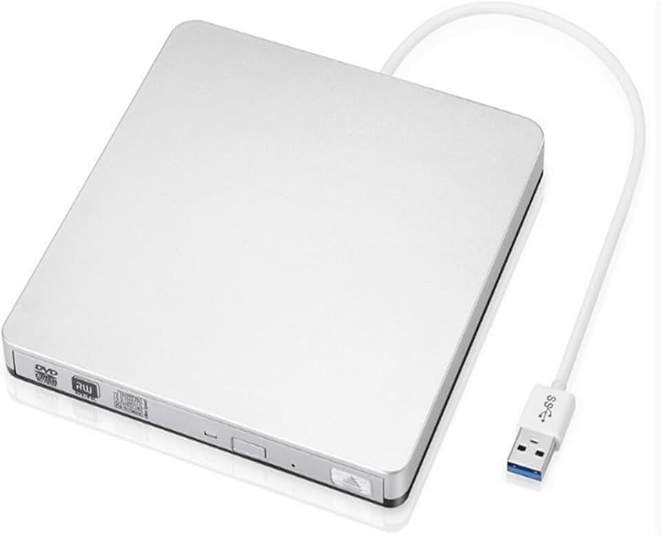 Gravador DVD Externo USB 3.0, Leitor CD/DVD Portátil, Compatível com para Windows e MacBook