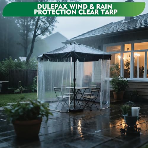 Dulepax Lona transparente impermeable resistente de 450 g/m² de PVC transparente con ojales, resistente al viento y a los desgarros, para jardín, cenador, cerramiento de patio con bridas de cable - imagen 5