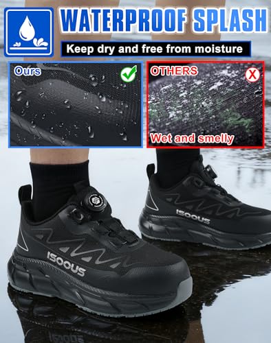Image of ISOOUS Steel Toe Shoes for Men Women Non Slip Composite Work Sneakers Waterproof Anti-Static Anti-Impact Indestructible Comfortable Safety Construction Shoes Steel Toe Shoes Esd Puncture Proof Ergonomic Design