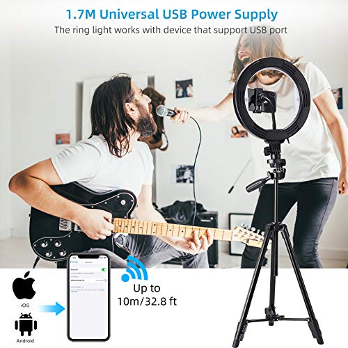 10" RGB LED Ringlicht Stativ mit Spiegel ,Koolertron USB Selfie Ringleuchte mit Handyhalter,3 Beleuchtungsmodi und 14 RGB Farben,10 Helligkeitsstufen für YouTube TikTok Self-Porträt der Videoaufnahme – Bild 5