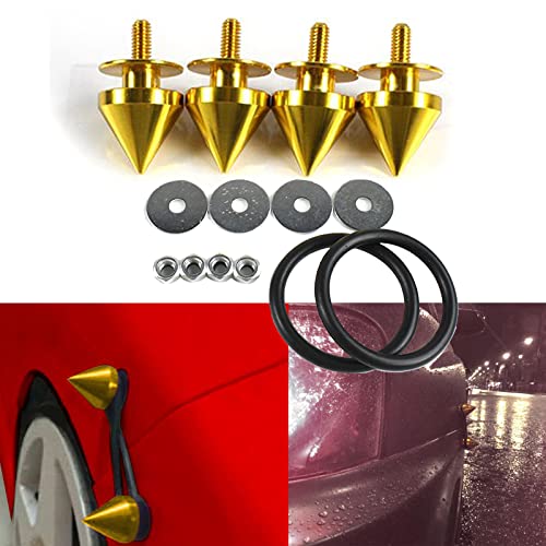 Xotic Tech Spike JDM Style Car Bumpers Trunk Fender Hatch Lids Quick Release Fasteners (Gold)