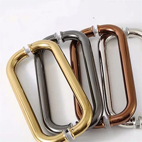 Wanlian 6" Shower Door Pull Back To Back Handle Compatible With 1/4" To 1/2" Thickness Glass For Frameless Shower Doors, 304 Stainless Steel (Gold) #TOP4