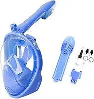 Máscara de Mergulho Full Face Infantil com Suporte para Câmera Ação, Mascara Snorkel Profissional Antiembaçante para Crianças, Presentes do Dia das Crianças.