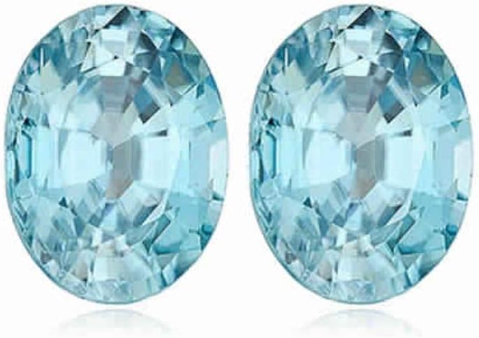 Instagem 3.65-4.26 Cts of 8x6 mm AAA Oval Natural Blue Zircon (2 pcs) Loose Gemstone