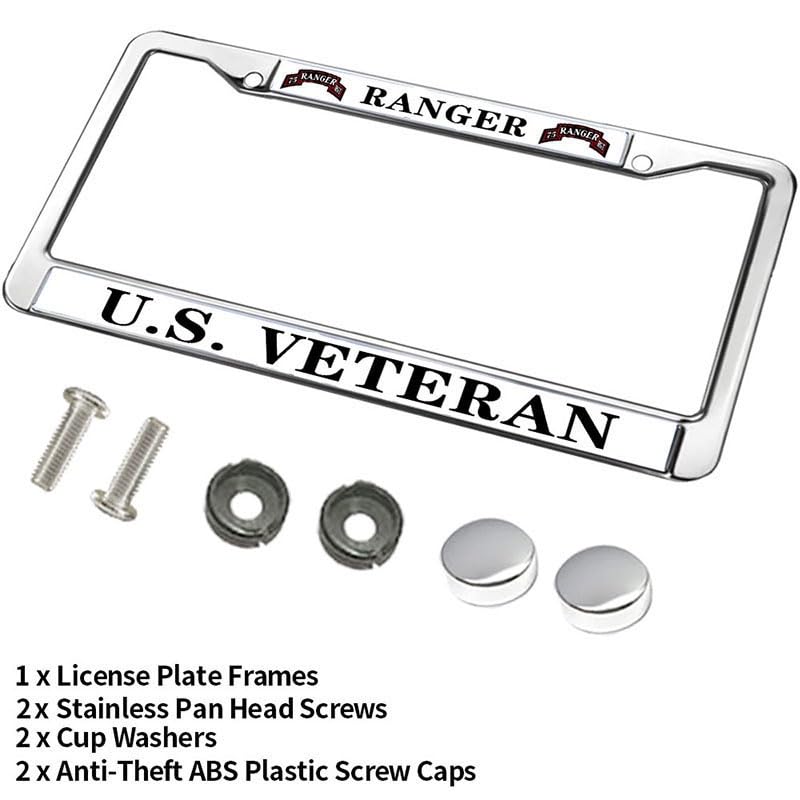 Image of US Ranger Veteran Slim Design License Plate Frame US Ranger Gift License Plate Frame Custom for Birthday Gift