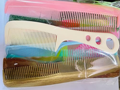 Image of The Girls Store 12-Piece Hair Comb Set | Combo Pack of 6 Varieties (2 Each: Handle, Simple, Zua, Gol, Tail & Small Combs) | Durable Styling Kit for All Hair Types