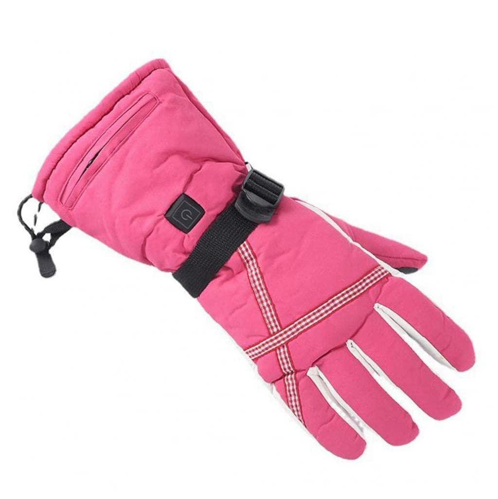 CHEWYNP Guanti riscaldati Guanti Termici elettrici alimentati a Batteria Rosa Ricaricabili, per Ciclismo all'aperto Montorcycle Campeggio Escursionismo Sci-1 Paio M