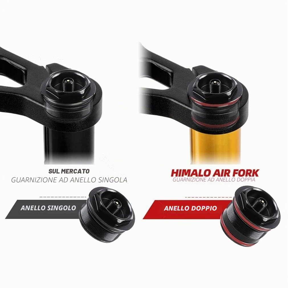 Forcella Ammortizzata per Bici elettriche da 20 Pollici 4.0 Pneumatici Fat Bikes Forcella pneumatica 110mm Ritorno di Viaggio Forcella Anteriore a Doppia Spalla Regolabile 1-1/8'' QR 9mm per Snow BEA