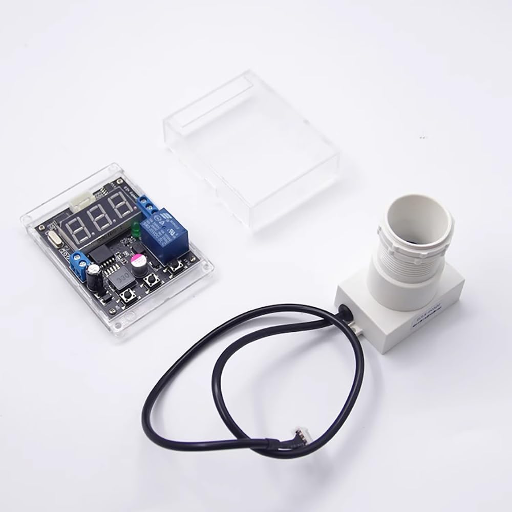 Toplionace Module de Télémétrie à Ultrasons Petit Angle 12V/24V avec Capteur Intégré pour la Sortie de Relais de Distance Réglable de Distance D'affichage (12V)