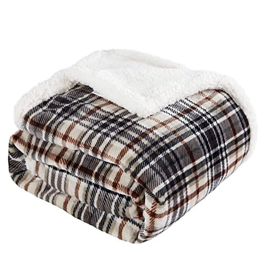 Touchat Sherpa Plaid Throw Blanket, Fuzzy Fluffy Cozy Soft Blanket, Fleece Flannel Plush Twin Size Microfiber Blanket for Couch Bed Sofa (60" X 70", Plaid Brown)