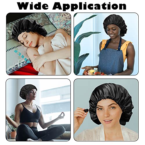 Image of Extra Large Adjustable Double Layer Satin Hair Bonnets with Drawstring for Women Night Sleeping Long Silky Satin