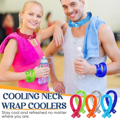 Image of Cozypower 6 Pcs Cooling Neck Wraps with Button Cooling Bandana Neck Cooler Scarf for Hot Weather Ice Neck Wrap Summer Outdoor