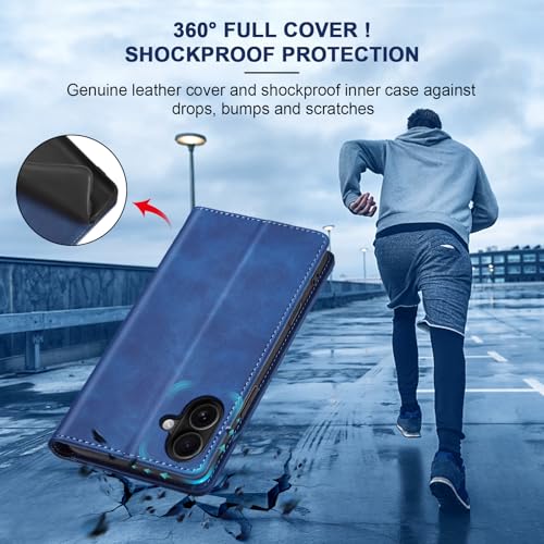 Image of Jasonyu Flip Wallet Case for iPhone 16 Plus,Blue