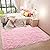 Fluffy Soft Kids Room Rug Baby Nursery Decor, Anti-Skid Large Fuzzy Shag Fur Area Rugs, Modern Indoor Home Living Room Floor Carpet for Children Boys Girls Bedroom Rugs, Pink 4 x 5.9 Feet