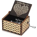 TUURANH Can't Help Falling in Love Wood Music Box, Laser Engraved Vintage Wooden Hand Crank Music Boxes Gifts for Valentine's Day/Anniversary/Wedding/Birthday/Christmas(A01)