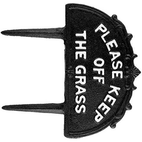 Yardwe Garden Decoration Classic Cast Iron Garden Signs Please Keep off the Grass, Protection Sign Stake for Home Garden Decoration Cover
