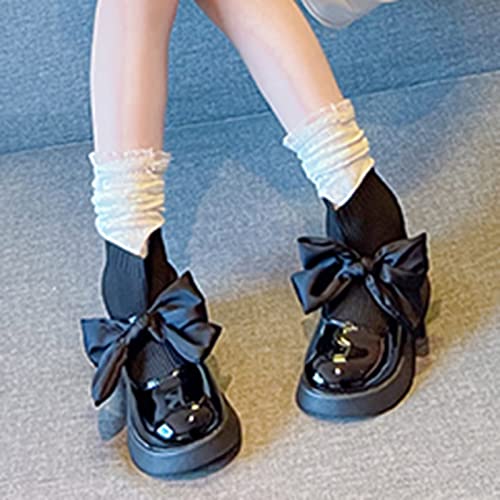 Unisex-Child Elastic Ankle Boots Kids Round Toe Chunky Low Heel Slip On Cute Fashion Leather Booties Winter Shoes (Black, 4-4.5 Years Little Child)2